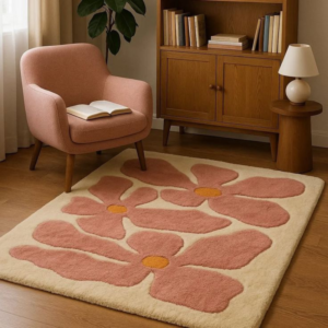 Alfombra Flor rosada 1mx1m